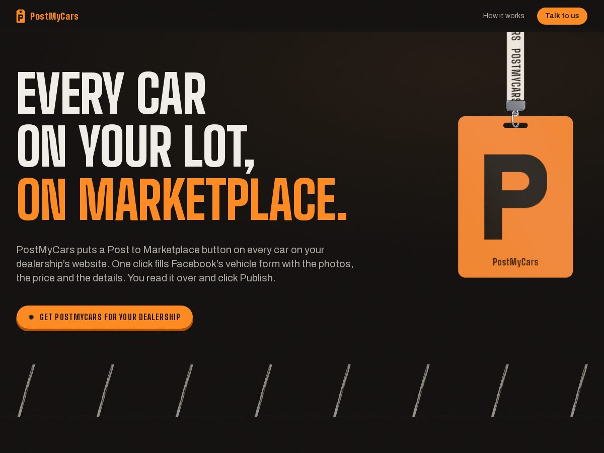 Landing-page snapshot of postmycars.app