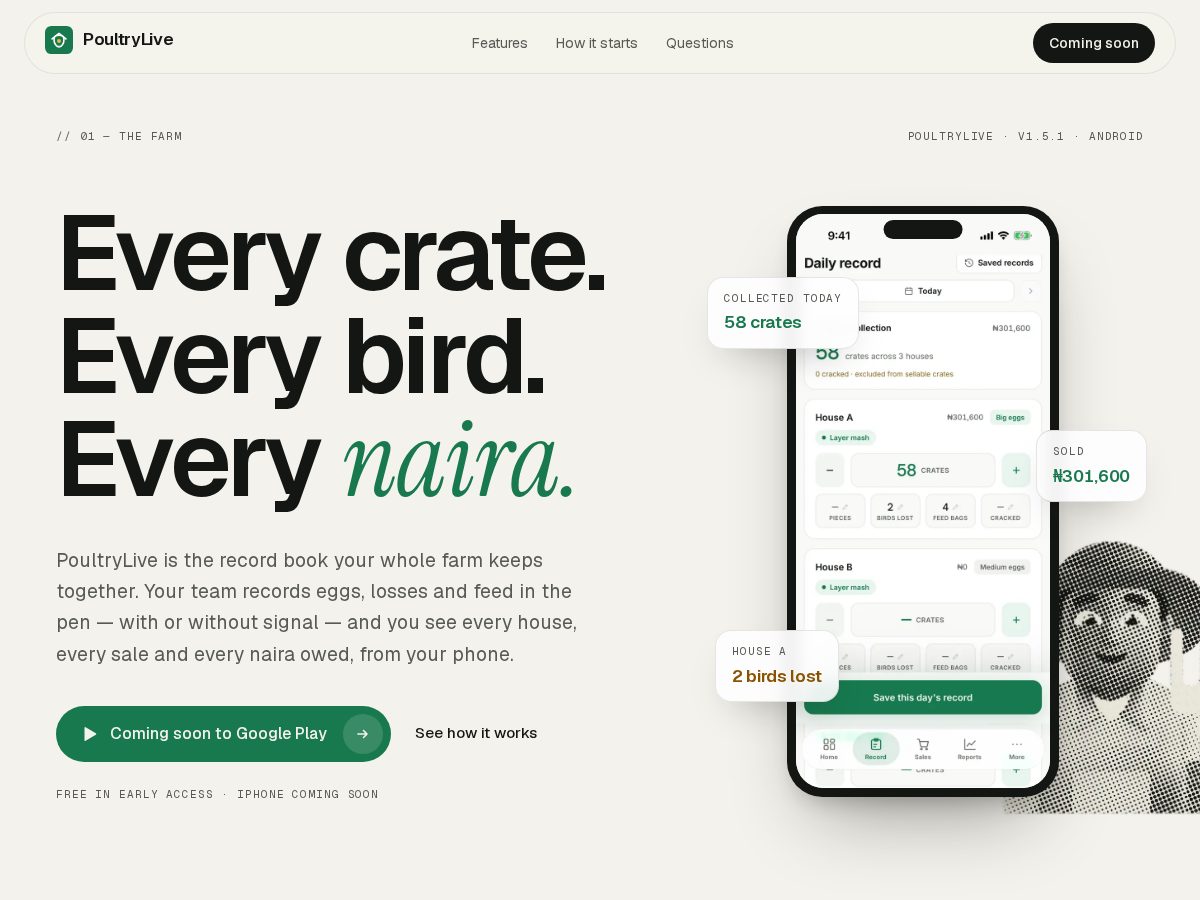 Landing-page snapshot of poultrylive.app