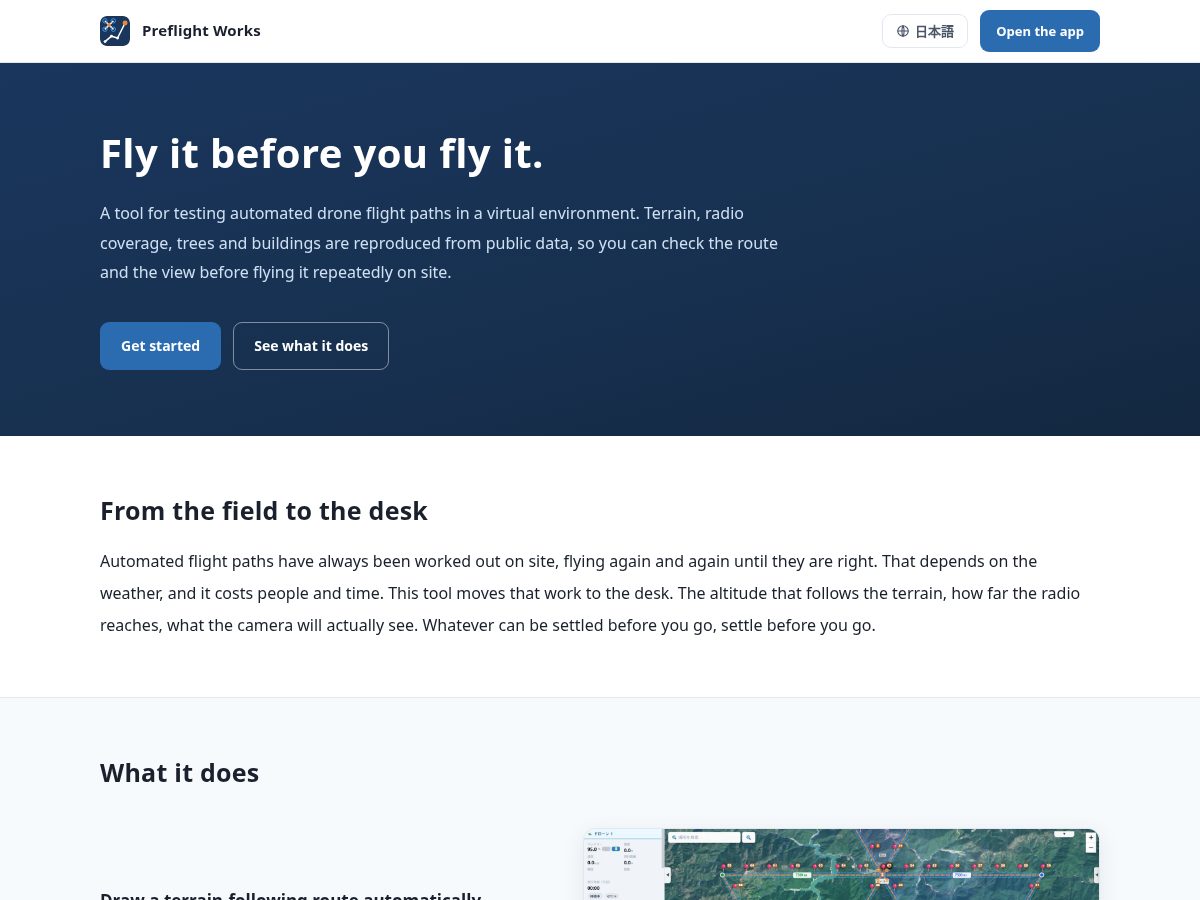 Landing-page snapshot of preflight.works