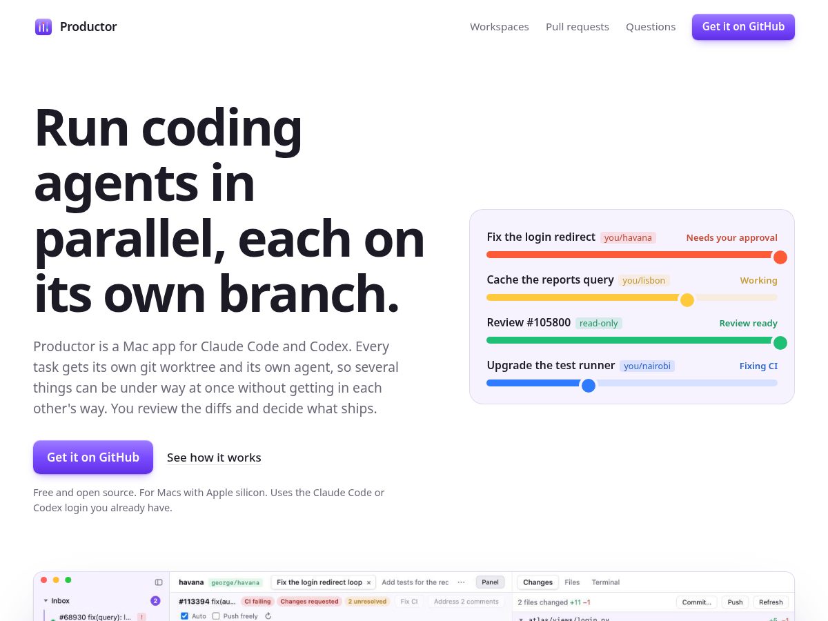 Landing-page snapshot of productor.app