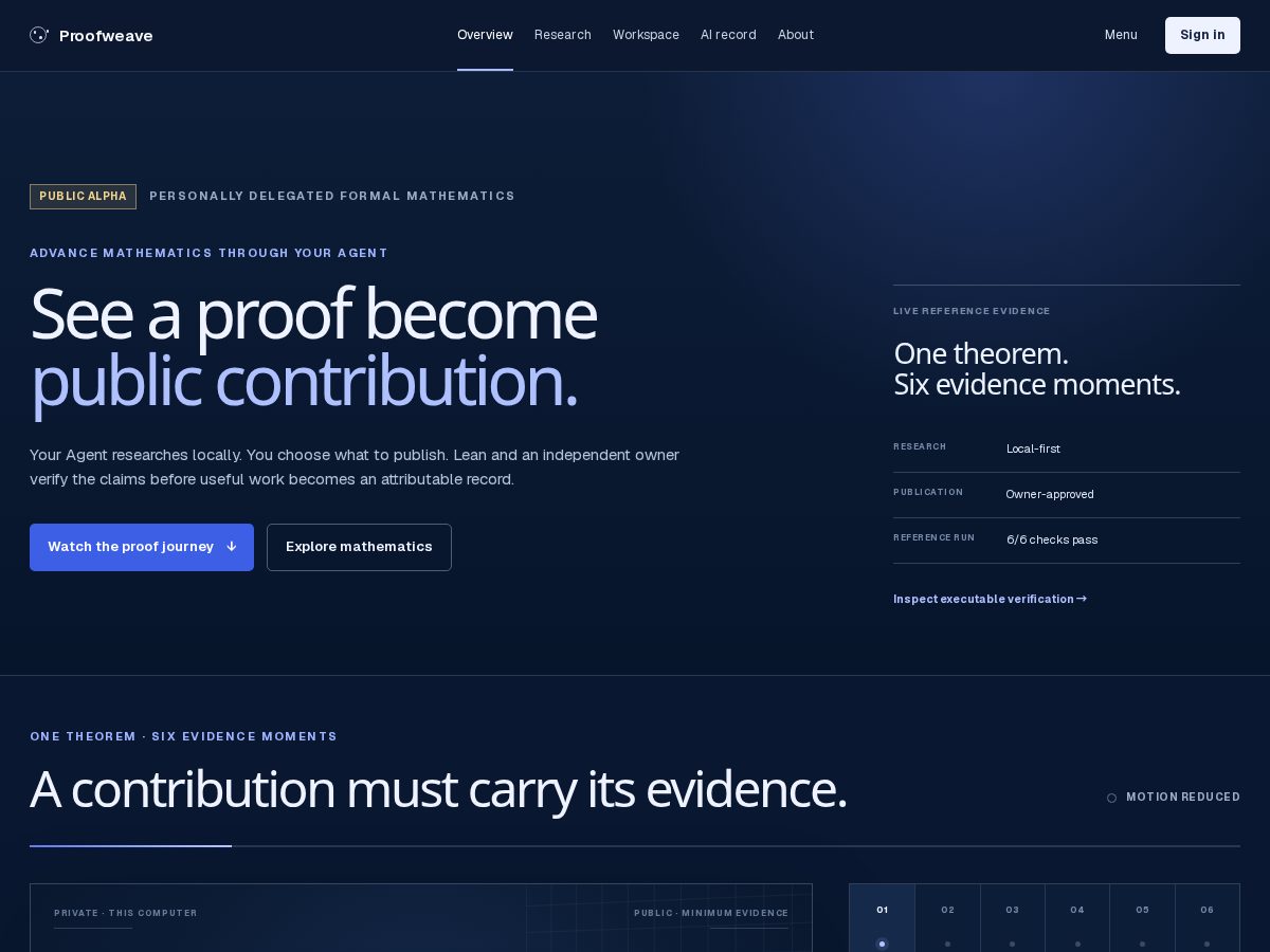 Landing-page snapshot of proofweave.org