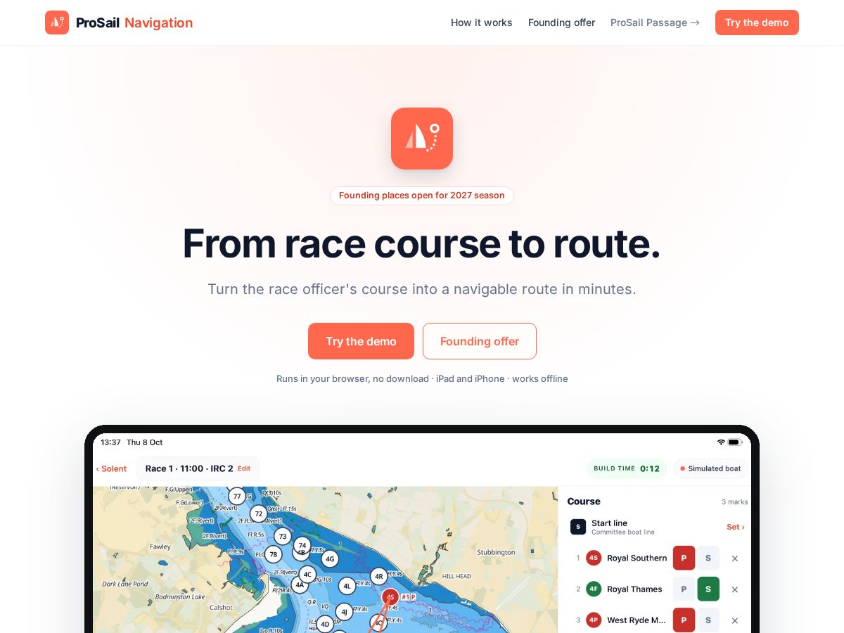 Landing-page snapshot of prosail.app