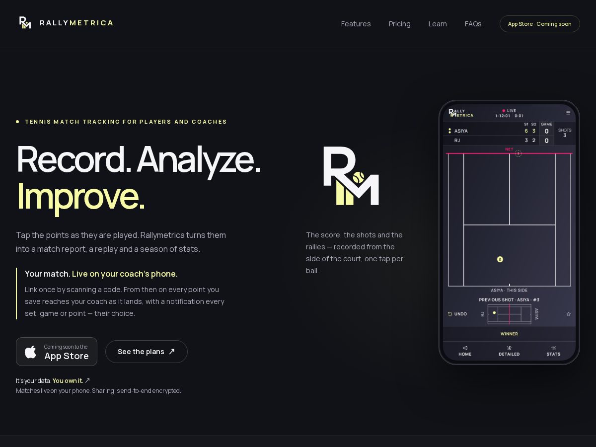Landing-page snapshot of rallymetrica.app