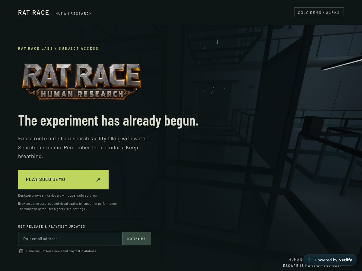 Landing-page snapshot of ratracelabs.quest