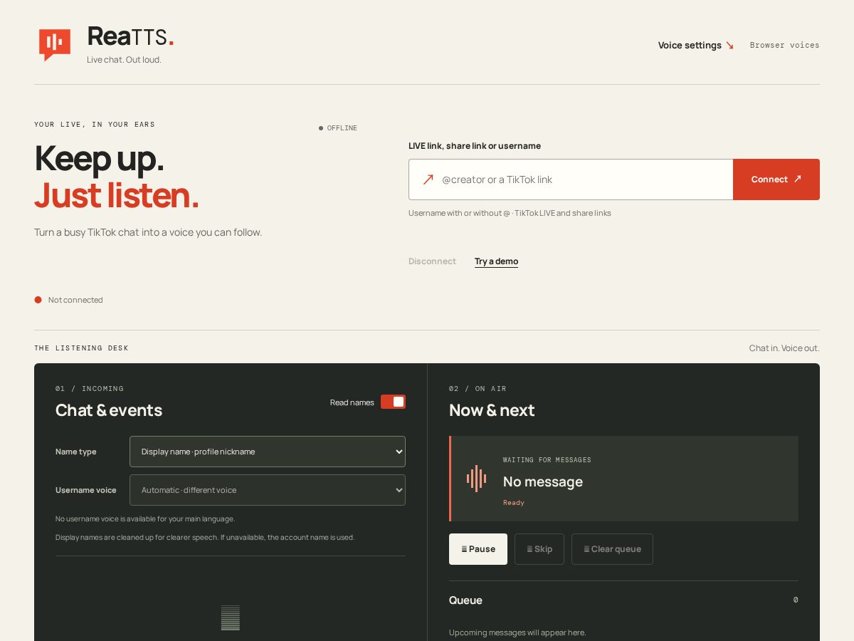Landing-page snapshot of reatts.app