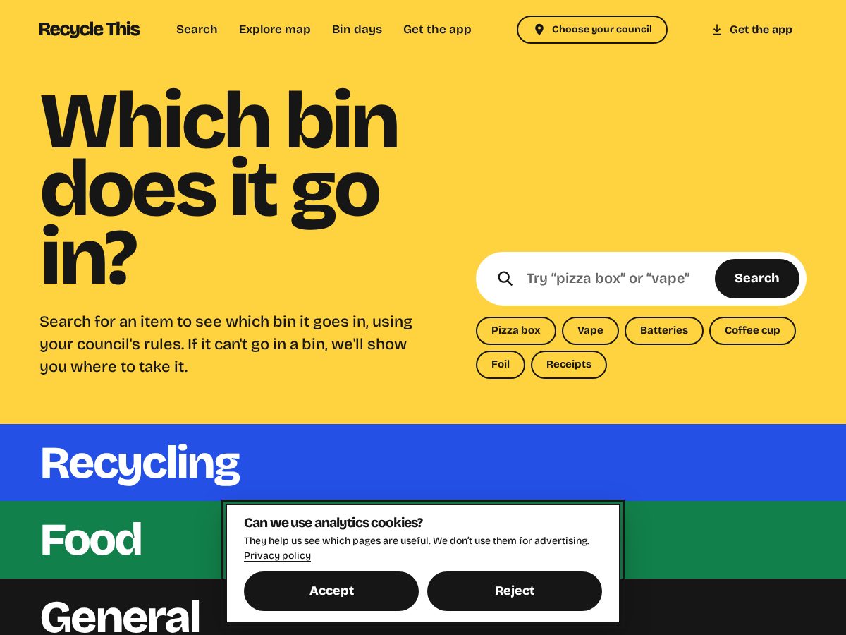 Landing-page snapshot of recyclethis.app
