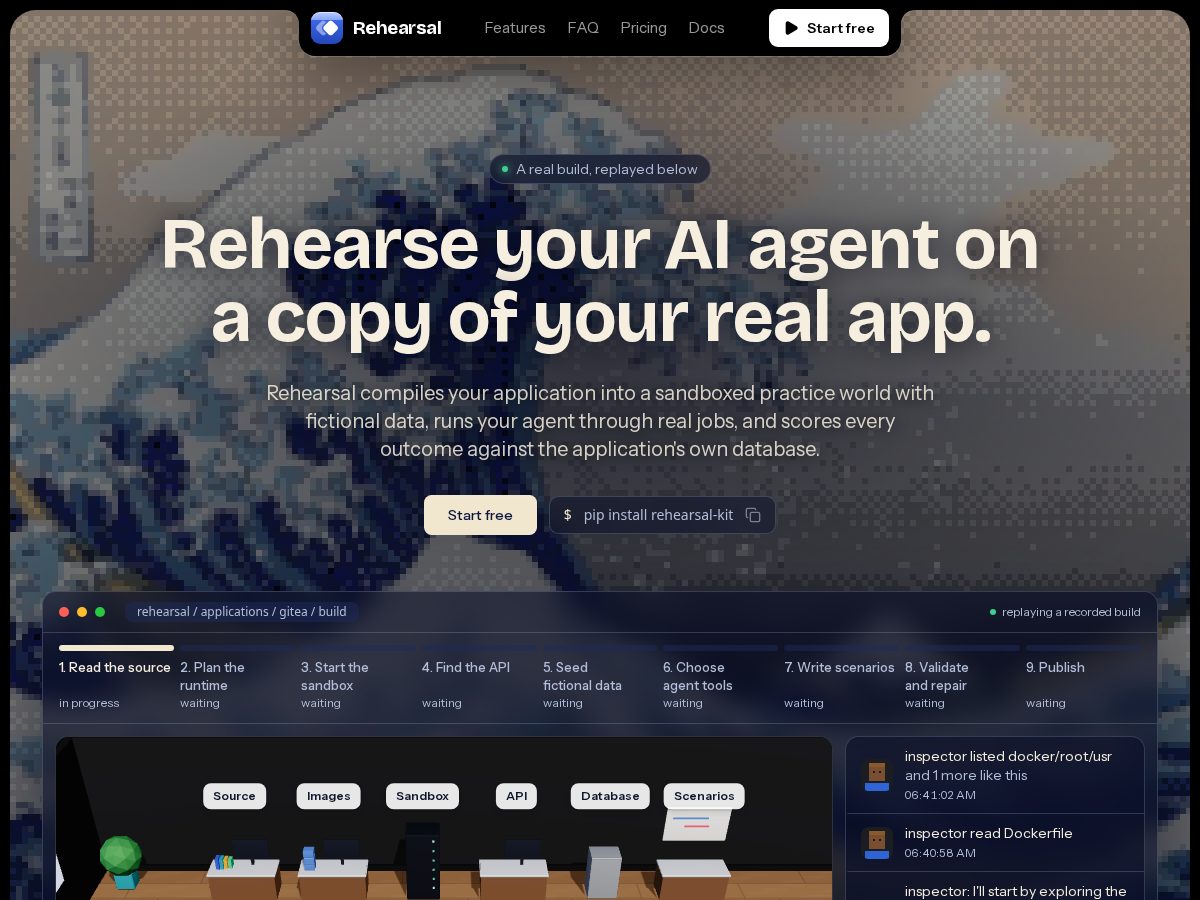 Landing-page snapshot of rehearsalkit.xyz