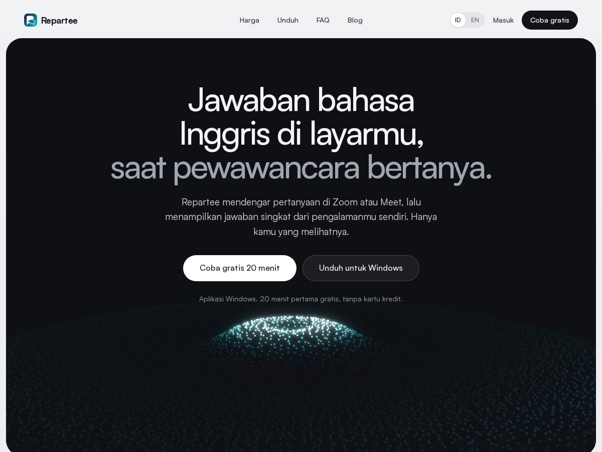 Landing-page snapshot of repartee.cloud