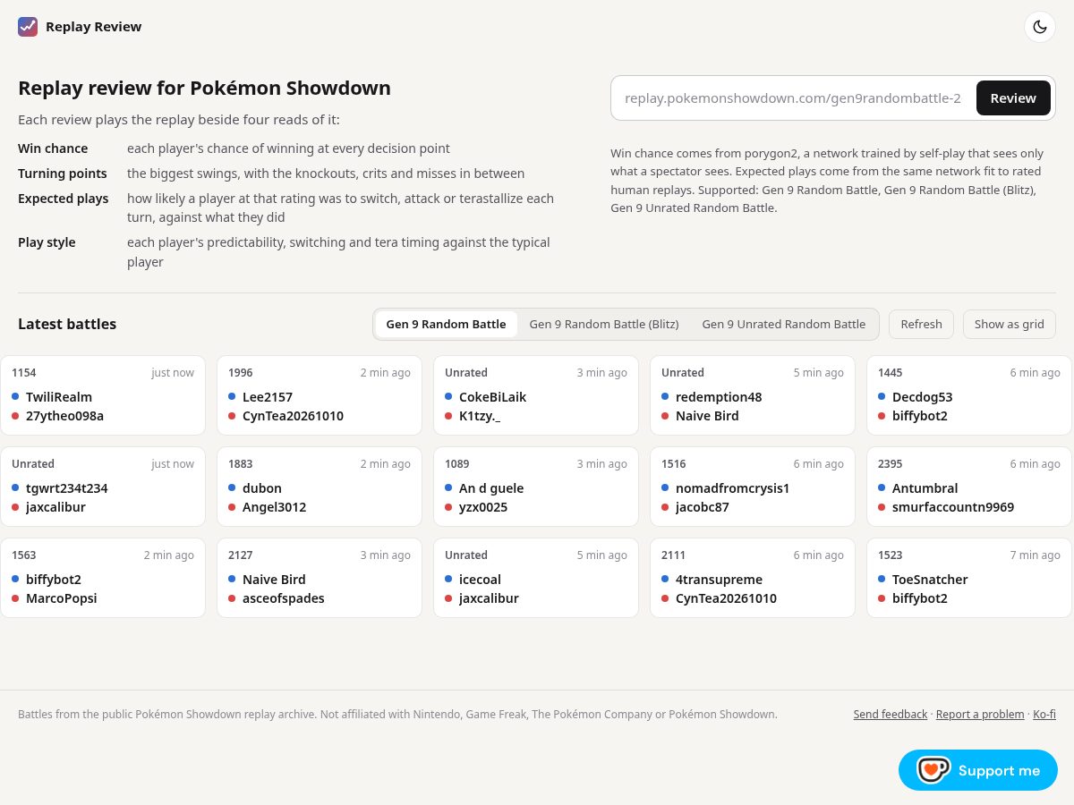 Landing-page snapshot of replayreview.app