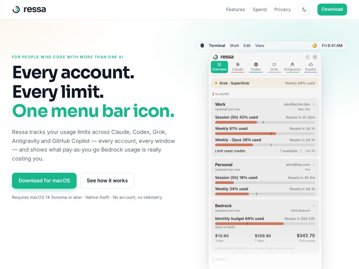 Landing-page snapshot of ressa.app
