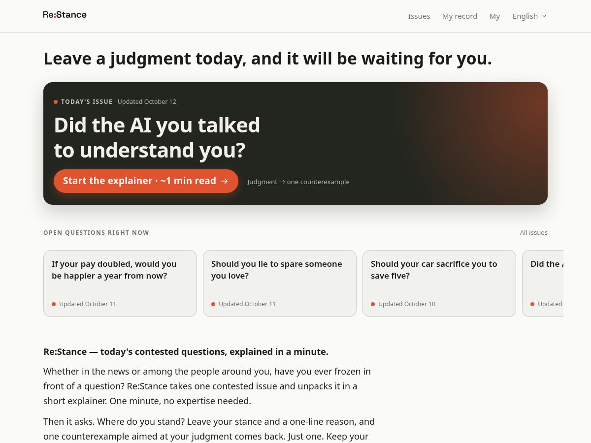 Landing-page snapshot of restance.app