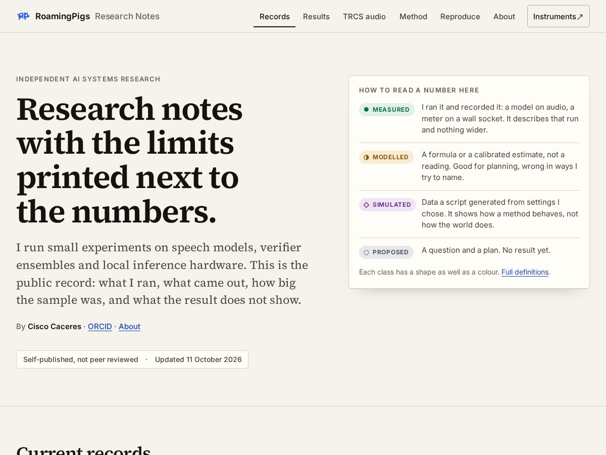 Landing-page snapshot of roamingpigs.org