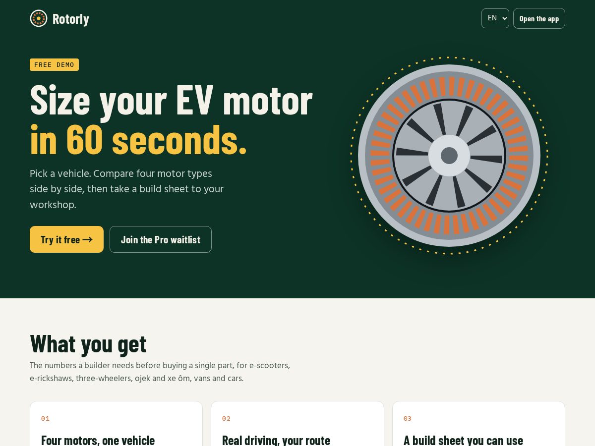 Landing-page snapshot of rotorly.app