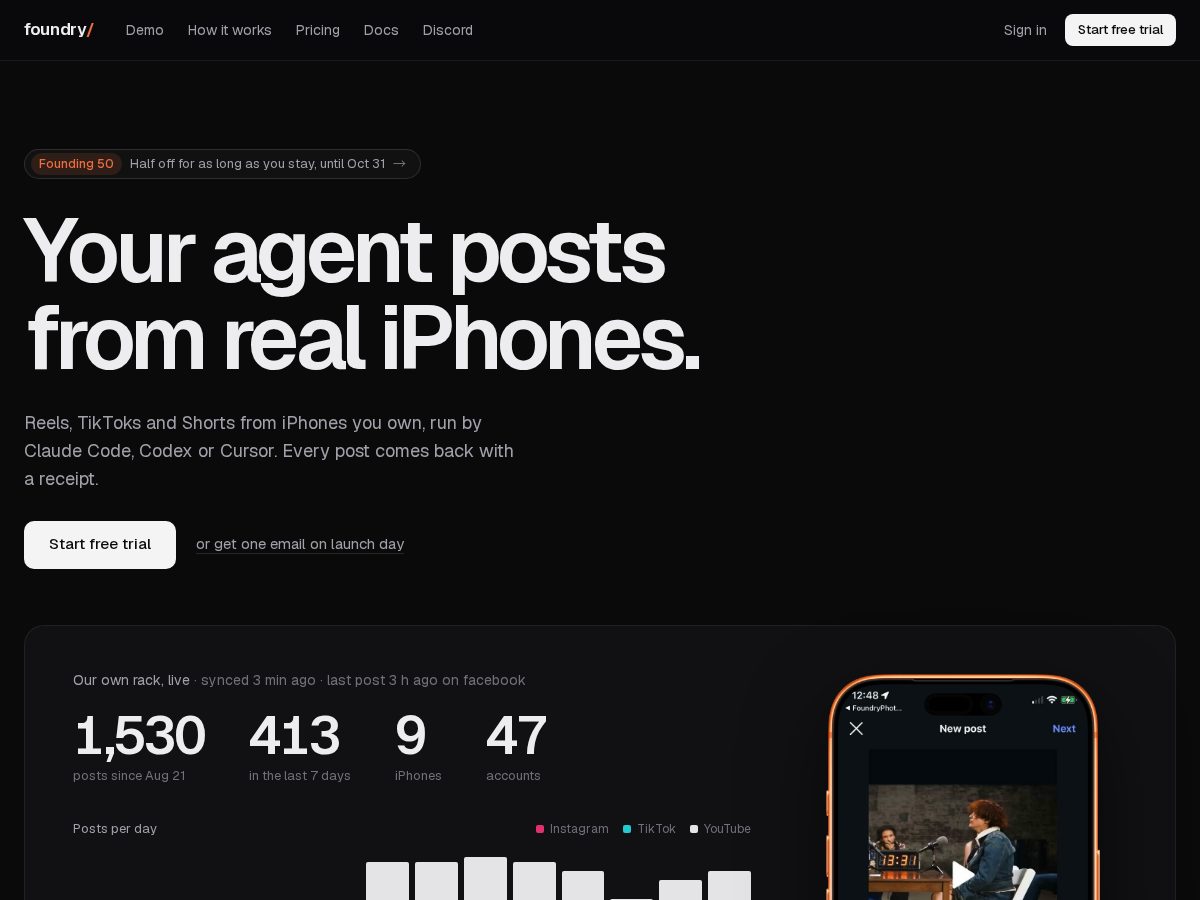 Landing-page snapshot of runfoundry.app