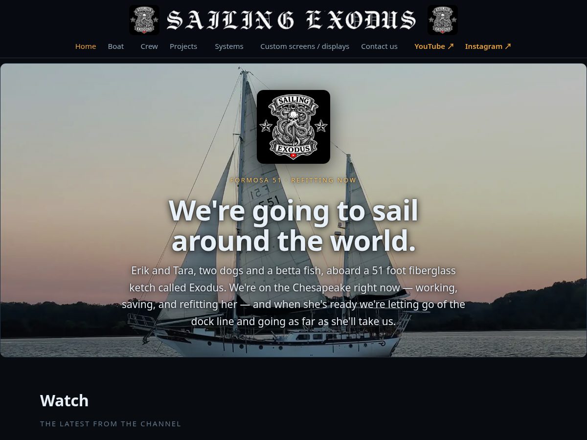 Landing-page snapshot of sailingexodus.net