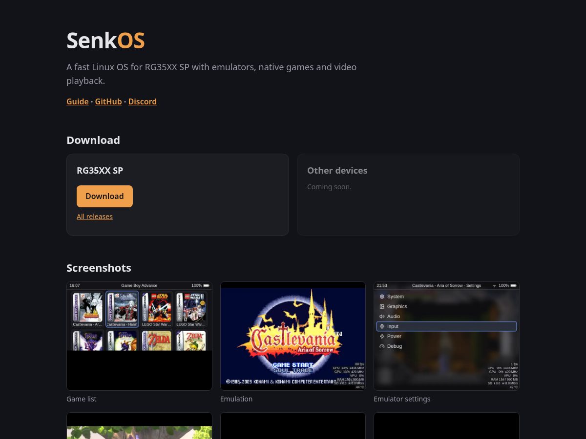 Landing-page snapshot of senkos.dev