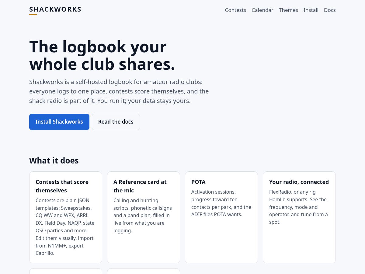 Landing-page snapshot of shackworks.app