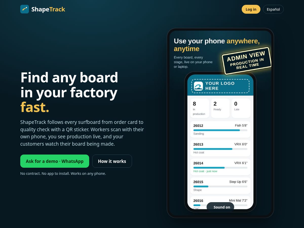 Landing-page snapshot of shapetrack.app