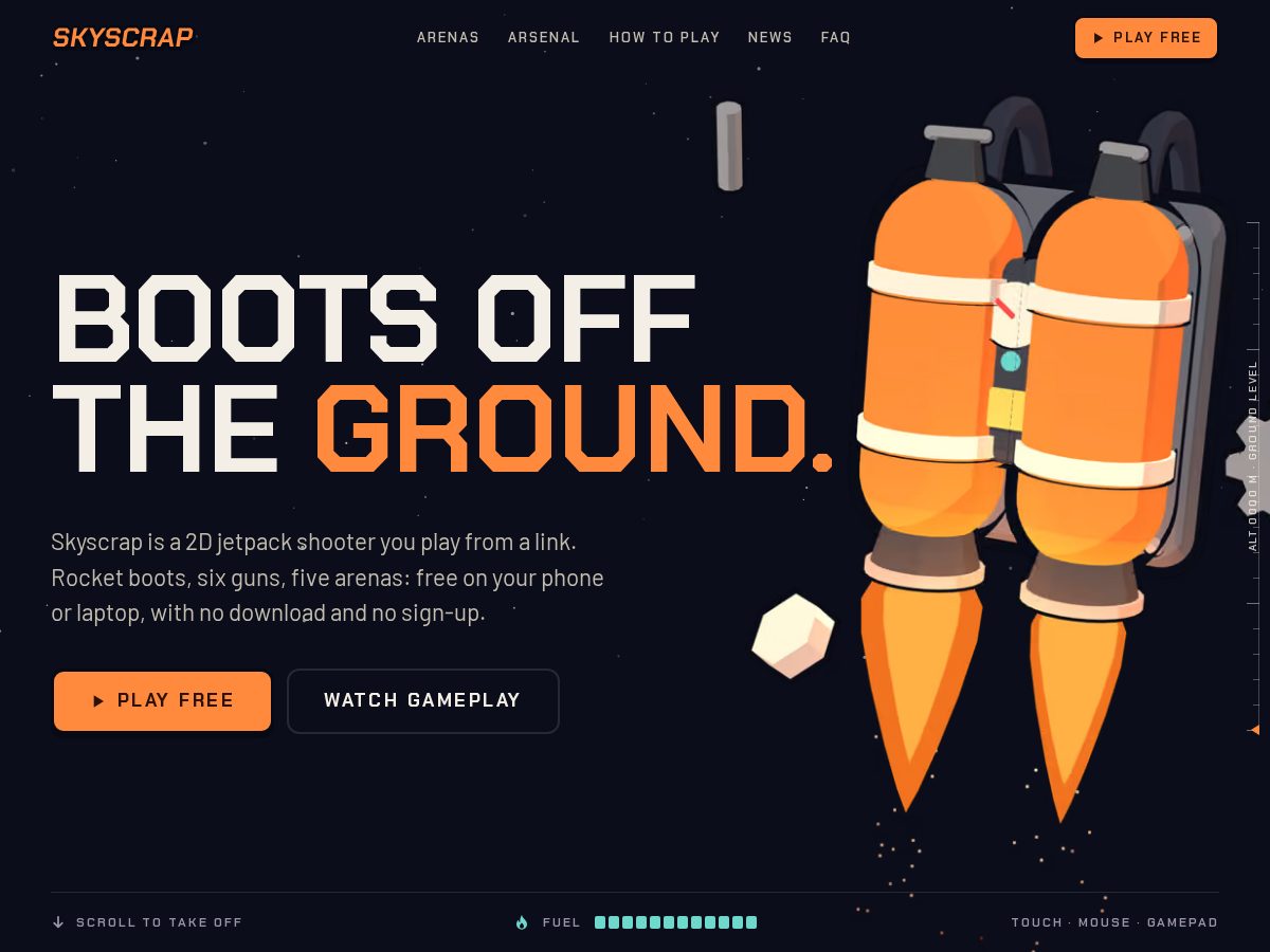 Landing-page snapshot of skyscrap.fun