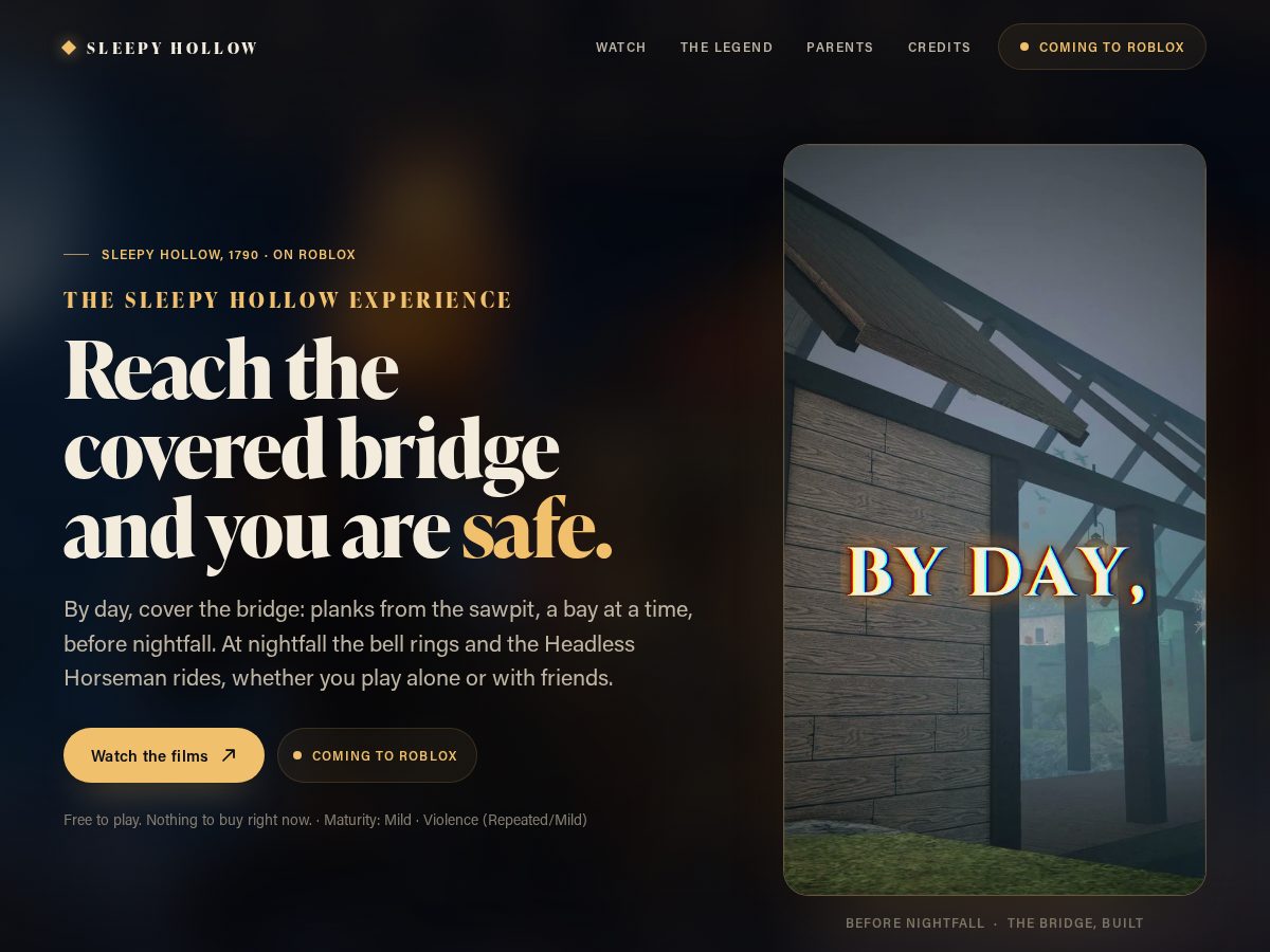 Landing-page snapshot of sleepyhollow.games