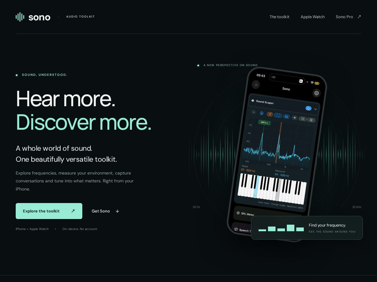 Landing-page snapshot of sonoaudio.app
