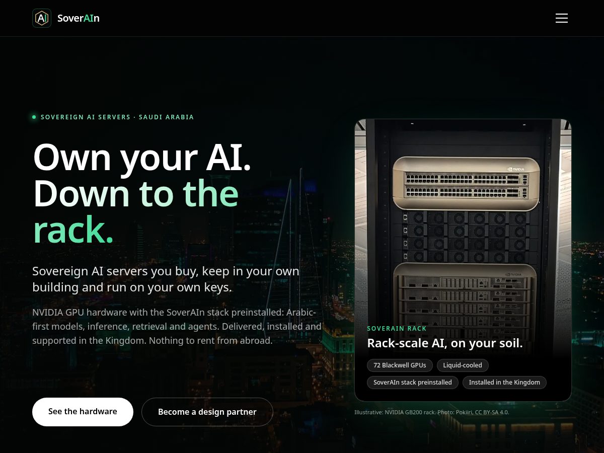 Landing-page snapshot of soverain.cloud