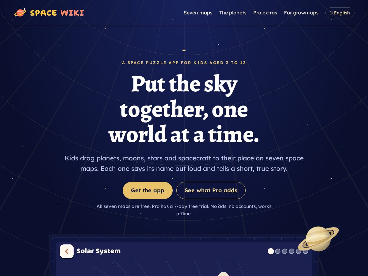 Landing-page snapshot of spacewiki.app