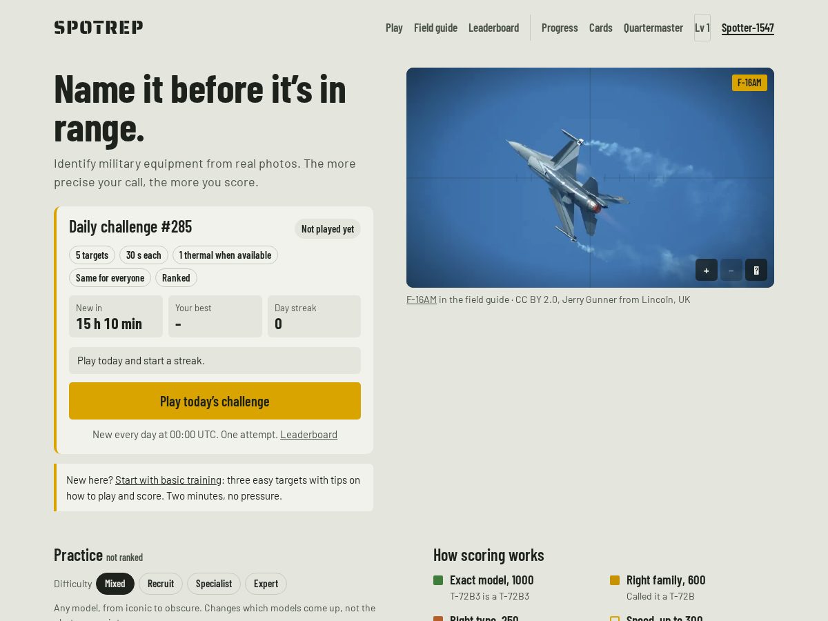 Landing-page snapshot of spotrep.net