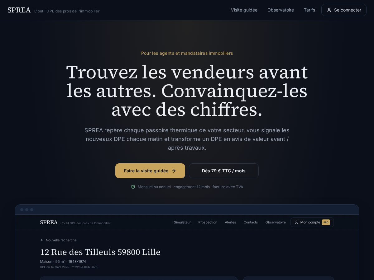 Landing-page snapshot of sprea.app
