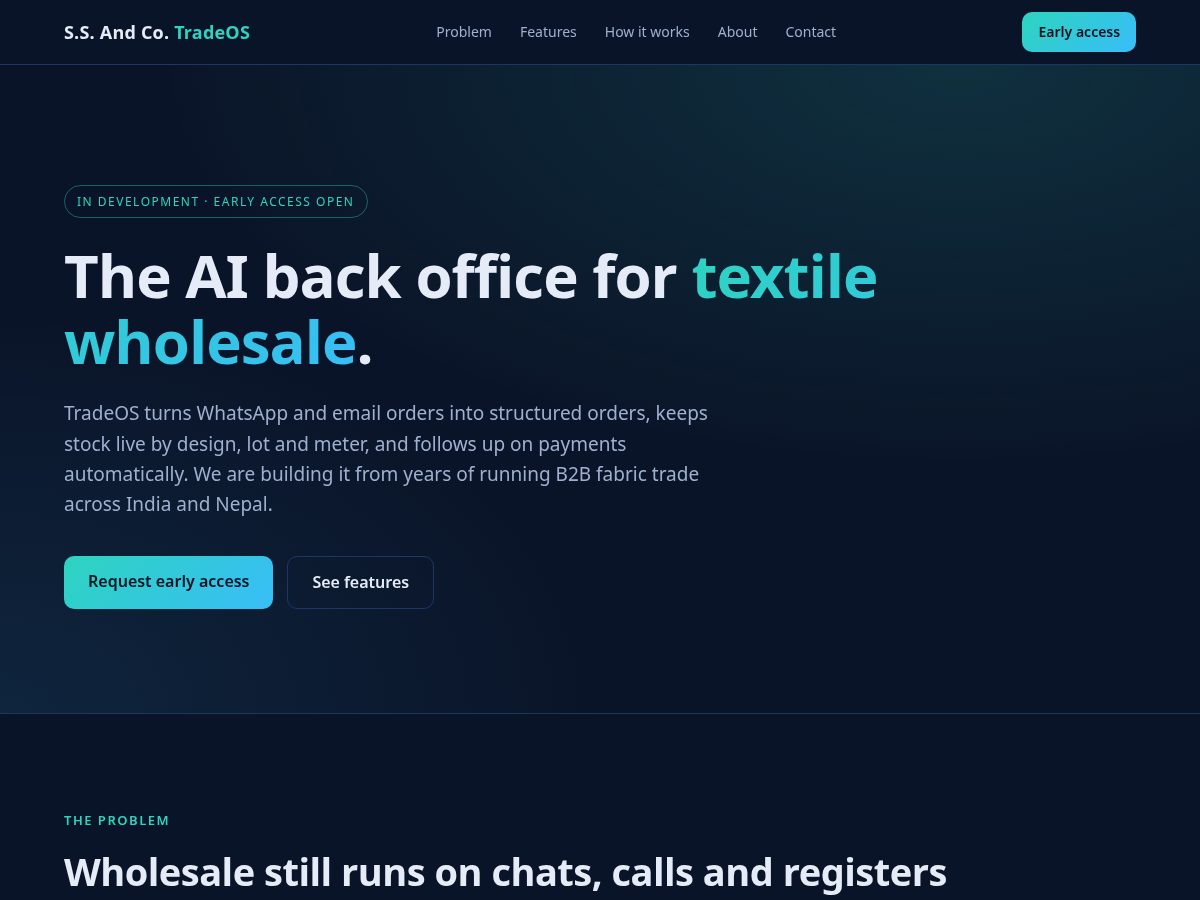 Landing-page snapshot of ssandco.tech