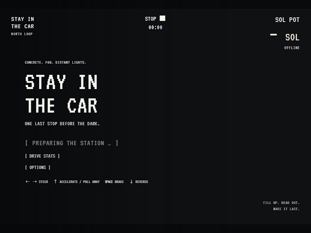 Landing-page snapshot of stayinthecar.fun