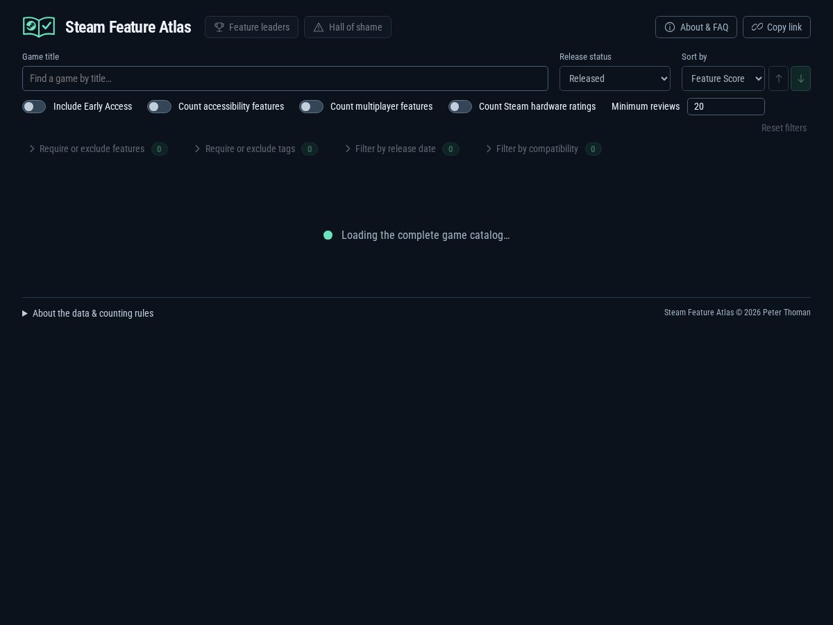 Landing-page snapshot of steamfeatures.org