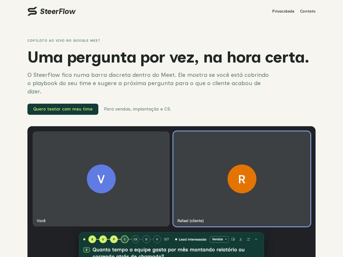 Landing-page snapshot of steerflow.app