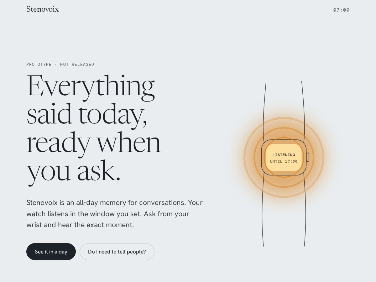 Landing-page snapshot of stenovoix.app