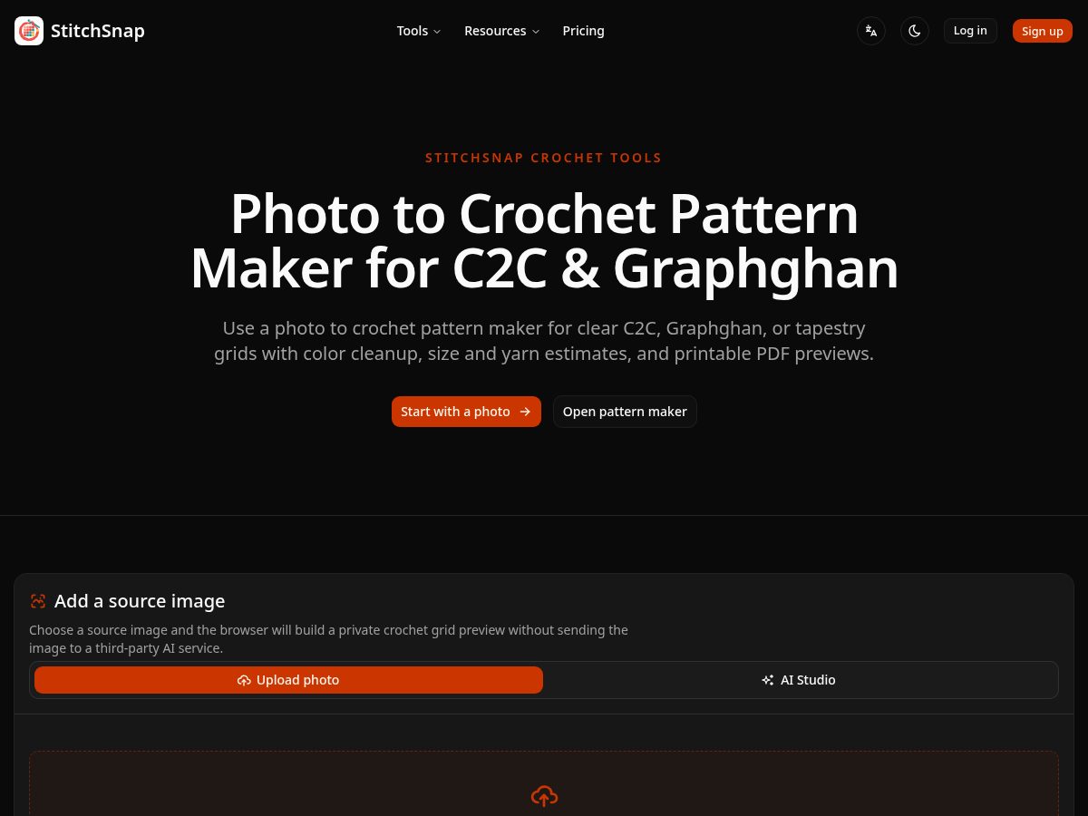 Landing-page snapshot of stitchsnap.app