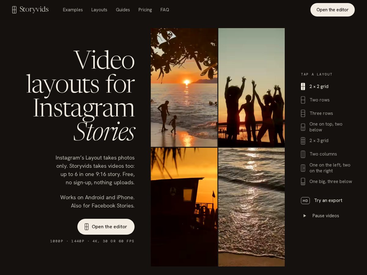 Landing-page snapshot of storyvids.app