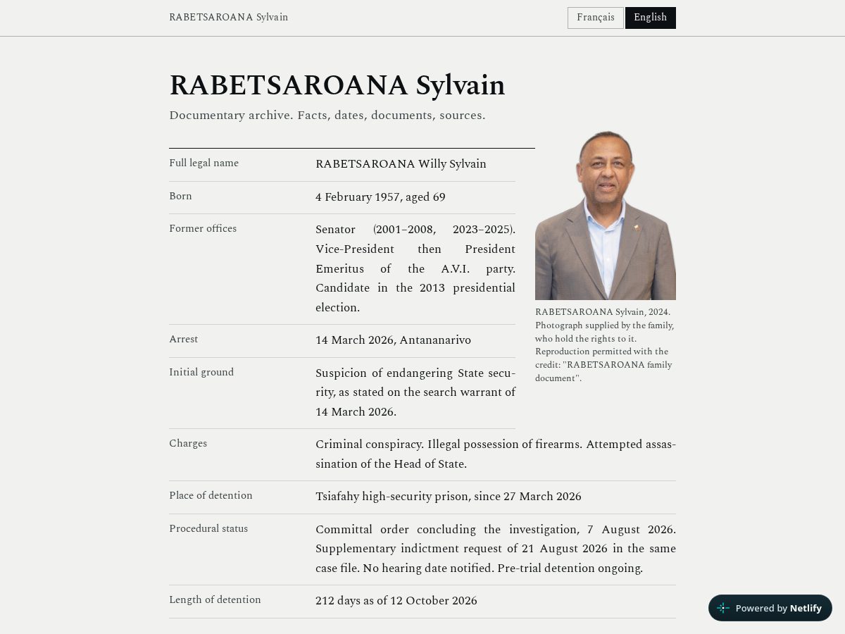 Landing-page snapshot of sylvainrabetsaroana.org