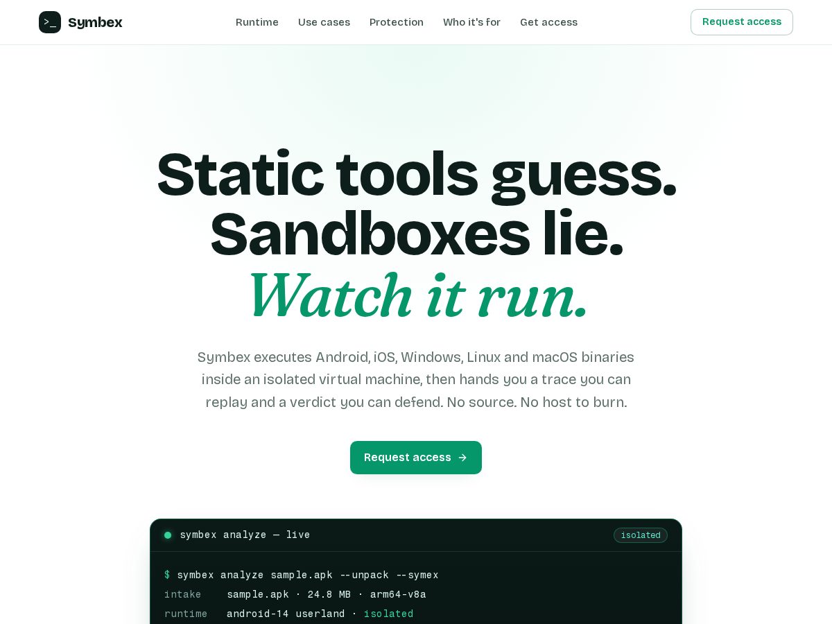 Landing-page snapshot of symbex.dev