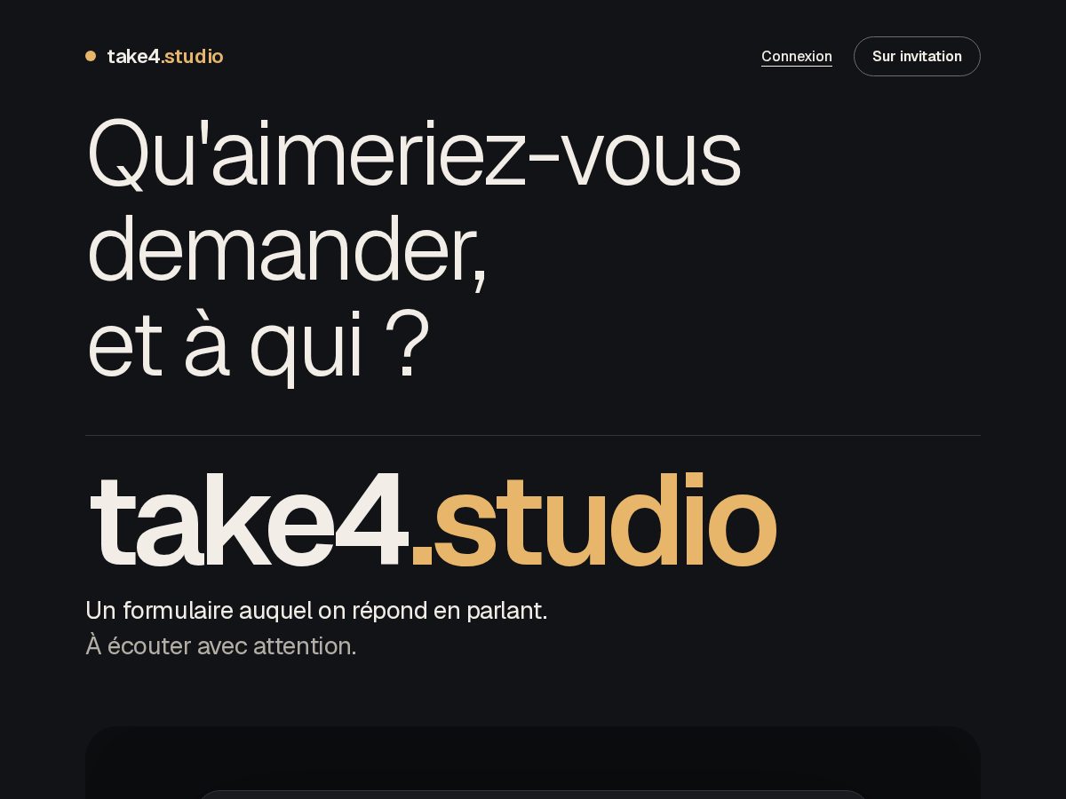 Landing-page snapshot of take4.studio