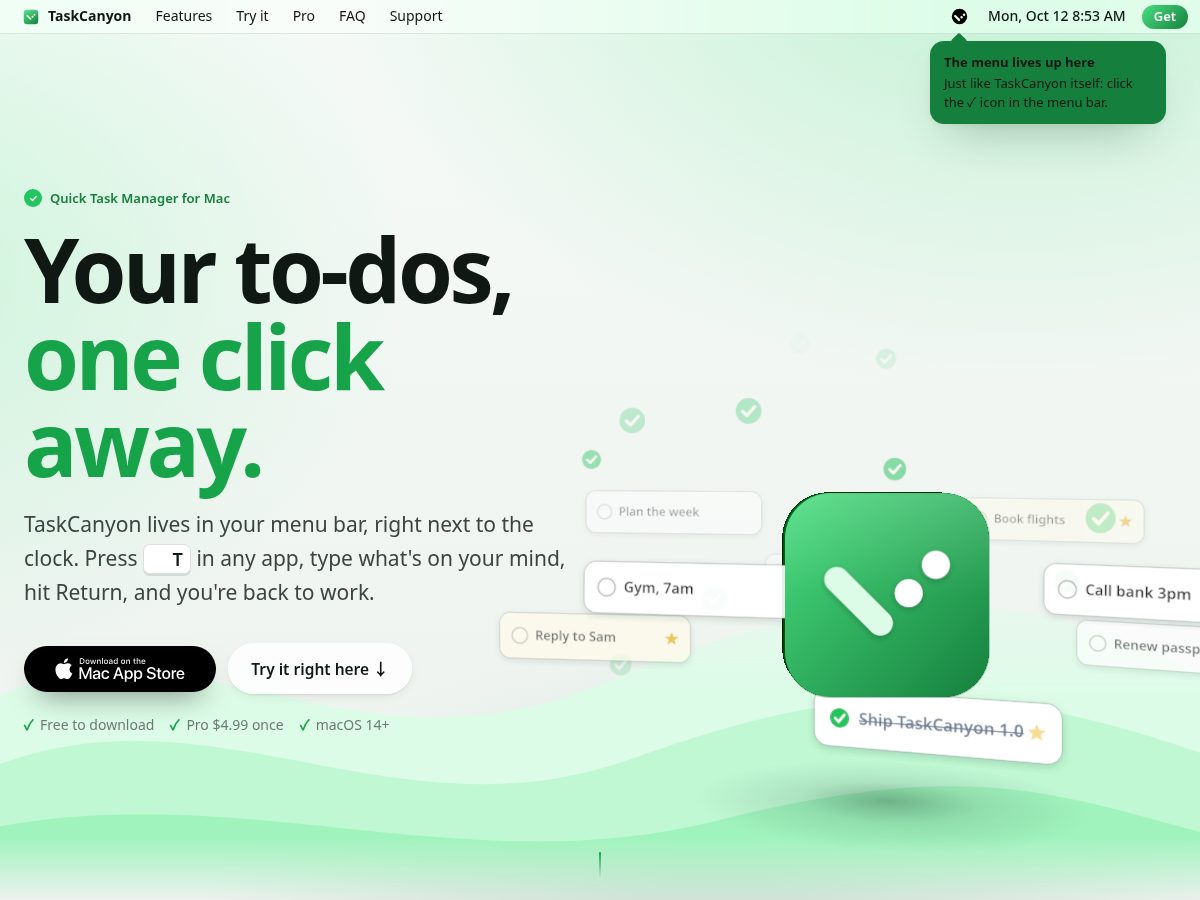 Landing-page snapshot of taskcanyon.app