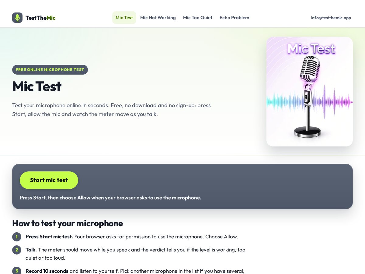 Landing-page snapshot of testthemic.app