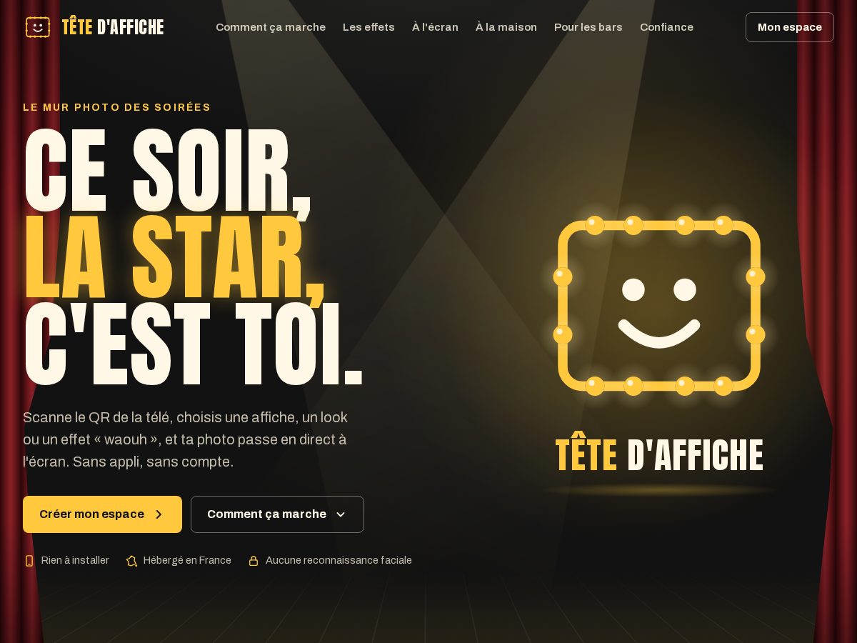 Landing-page snapshot of tetedaffiche.app