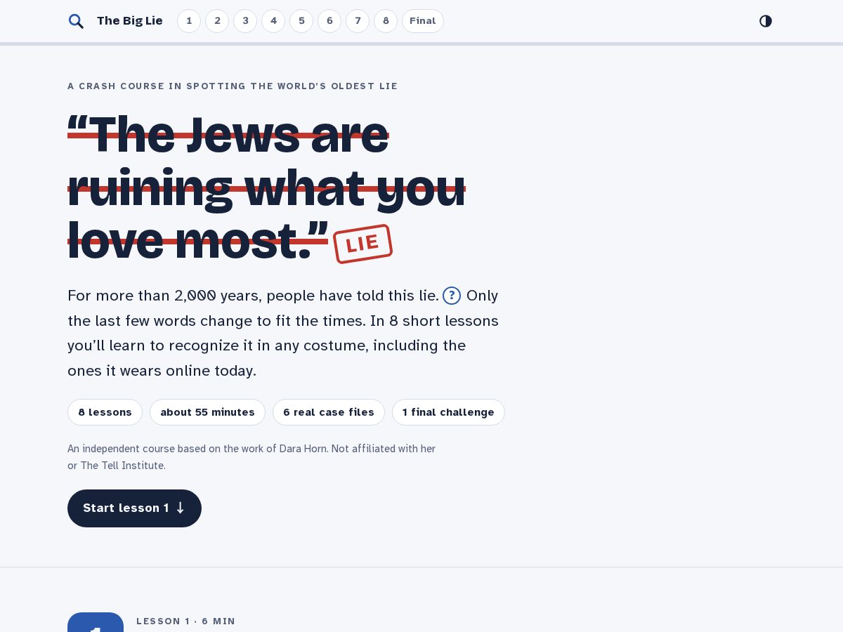 Landing-page snapshot of thebiglie.fyi