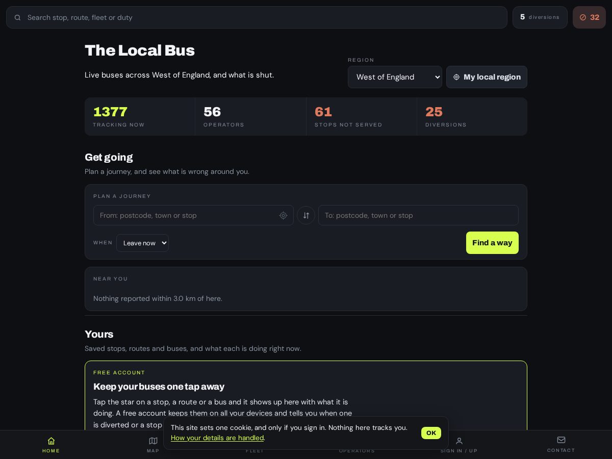 Landing-page snapshot of thelocalbus.org