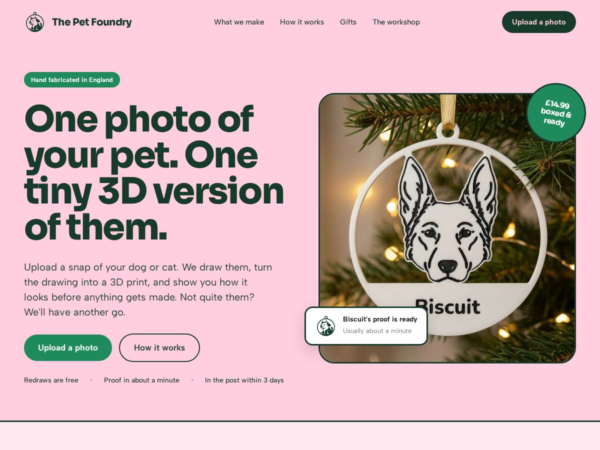 Landing-page snapshot of thepetfoundry.app