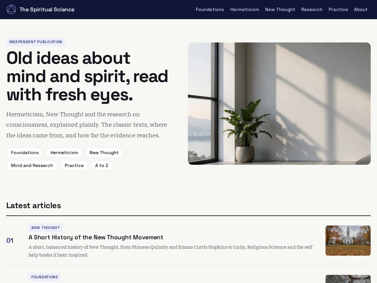 Landing-page snapshot of thespiritualscience.net