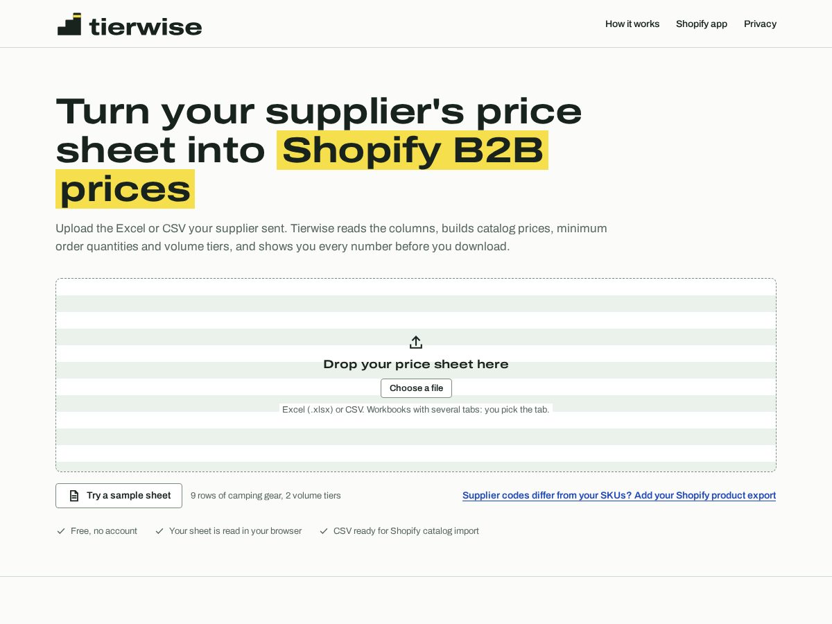 Landing-page snapshot of tierwise.app
