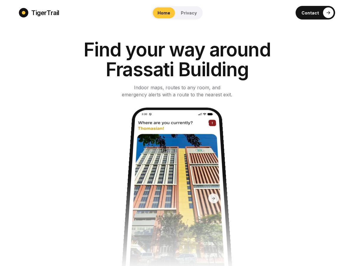 Landing-page snapshot of tigertrail.app