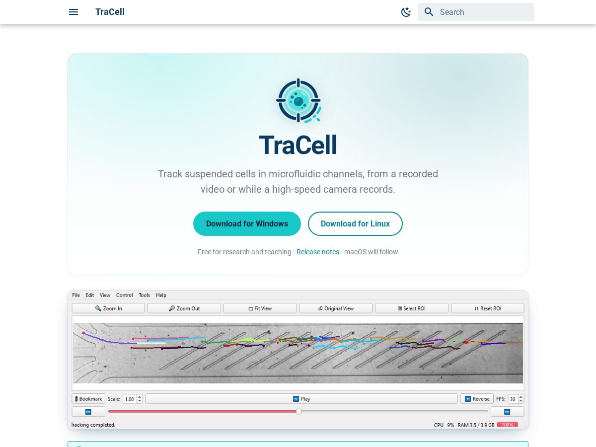 Landing-page snapshot of tracell.app