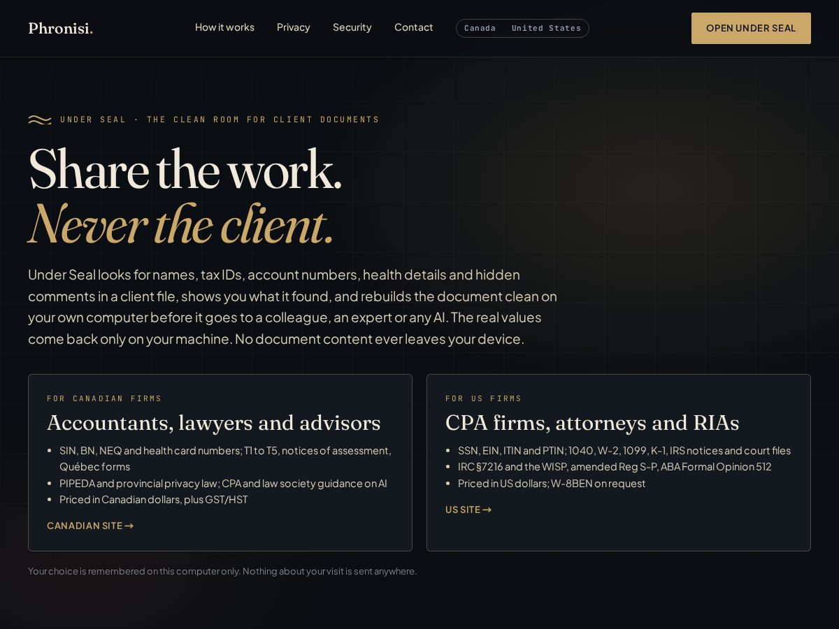 Landing-page snapshot of underseal.app